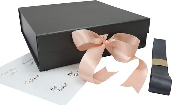 Luxury Red Foldable Gift Boxes With Ribbon , Flip Top Boxes With Magnetic Closure