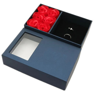 Luxury Valentine'S Day Paperboard Gift Boxes Dark Blue For Necklace