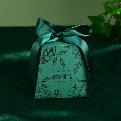 FSC Certificate Green Foldable Gift Boxes Withe Ribbon For Chocolate