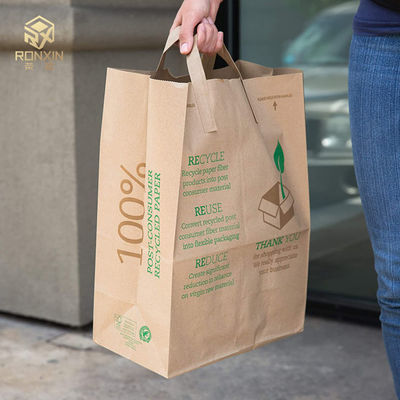 Promotional Flat Handle Kraft Printed Paper Shopping Bag For Takeaway