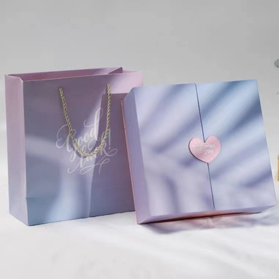 Purple Magnetic Closure Box Double Open Door For Cosmetic Gift Packaging